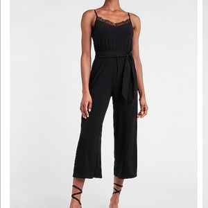 EXPRESS size XS black jumpsuit spaghetti strap lace detail v neck jumpsuit